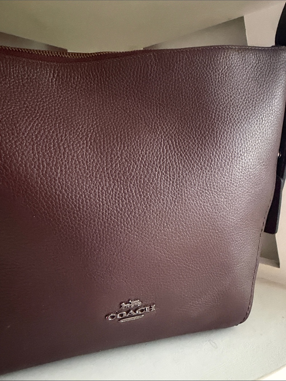 Coach Pebbled Leather Crossbody Bag in Deep Burgundy - Picture 2 of 4
